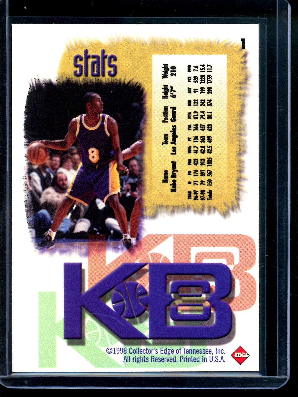 1998 Collectors Edge Kobe Bryant # 1 Foil Lakers