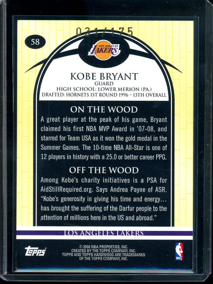 2008 Topps Hardwood Kobe Bryant /175 #58 Lakers