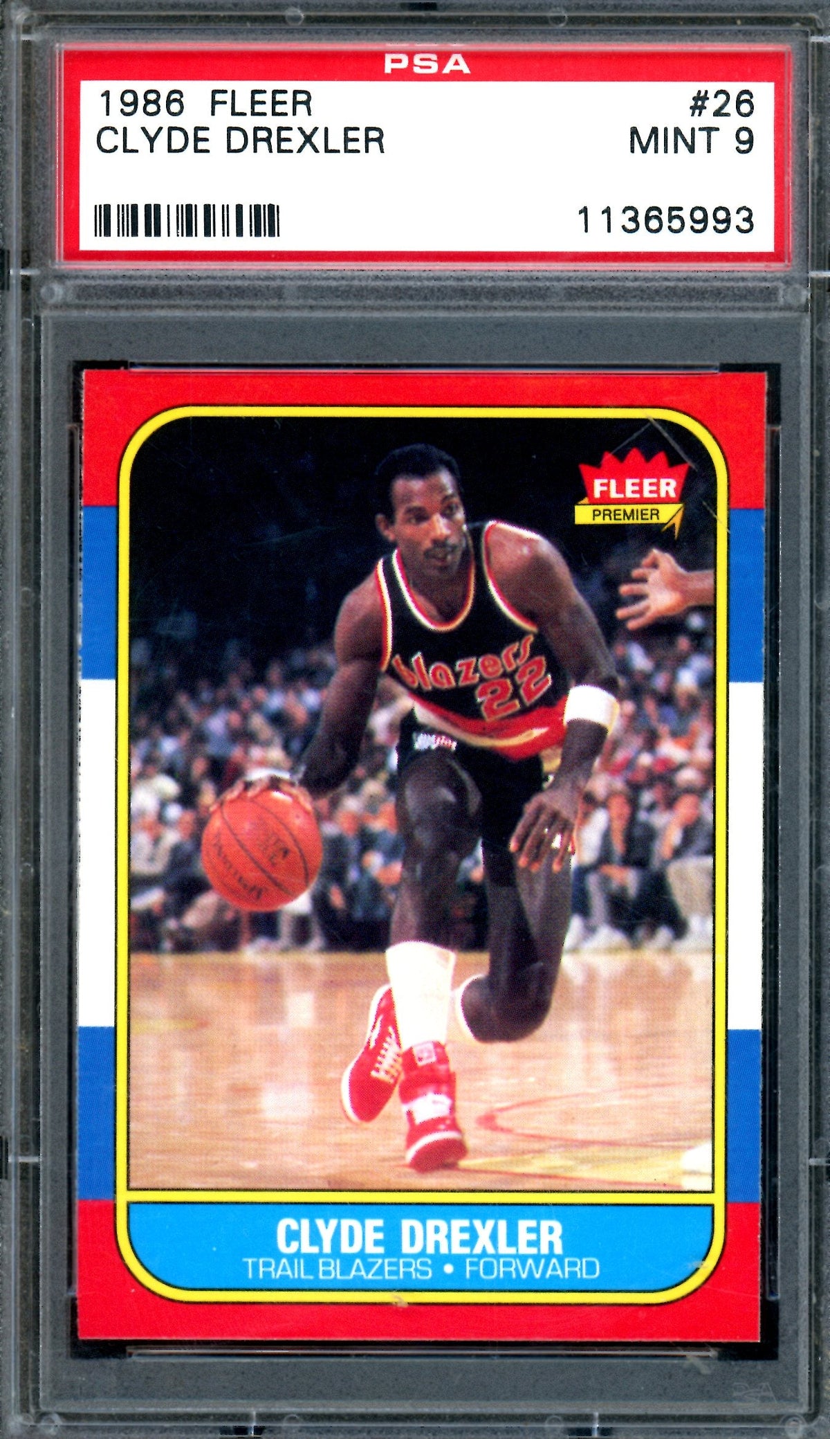 1986 Fleer Clyde Drexler Rookie #26 PSA 9 Trailblazers