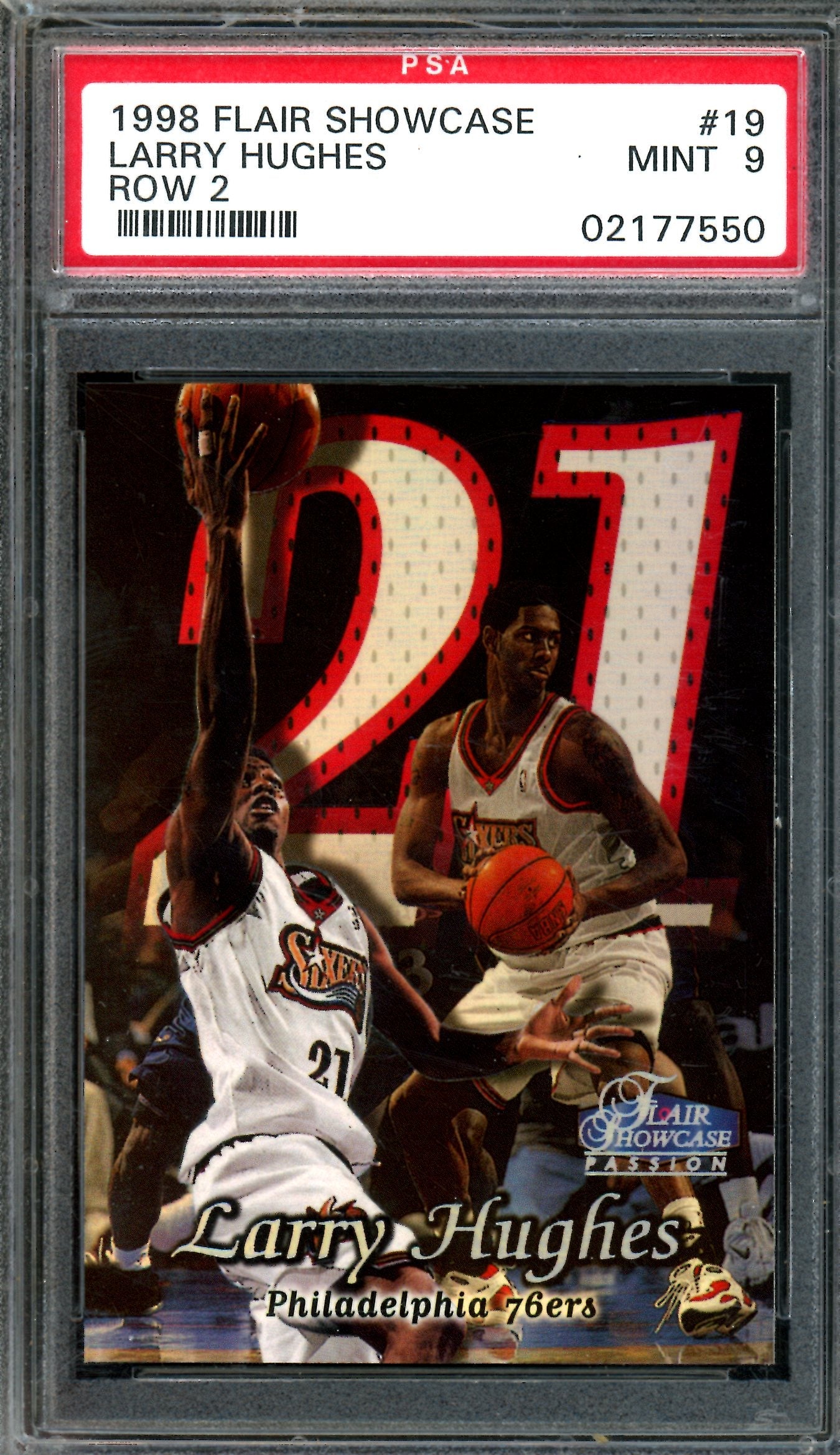 1998 Fleer Flair Showcase Larry Hughes Row 2 #19 PSA 9 76ers