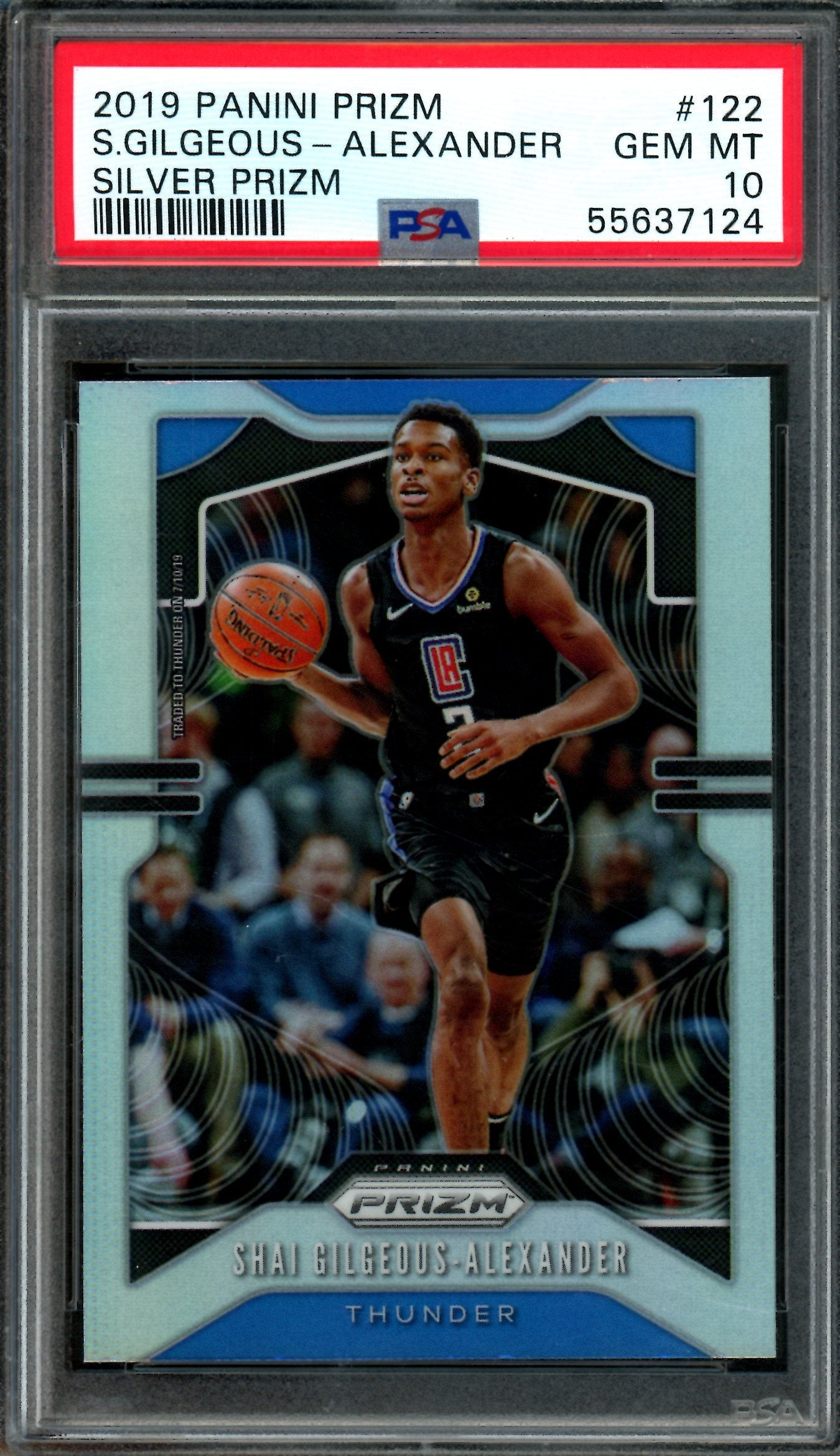 2019 Panini Prizm Shai Gilgeous-Alexander Silver Prizm PSA 10 Clippers
