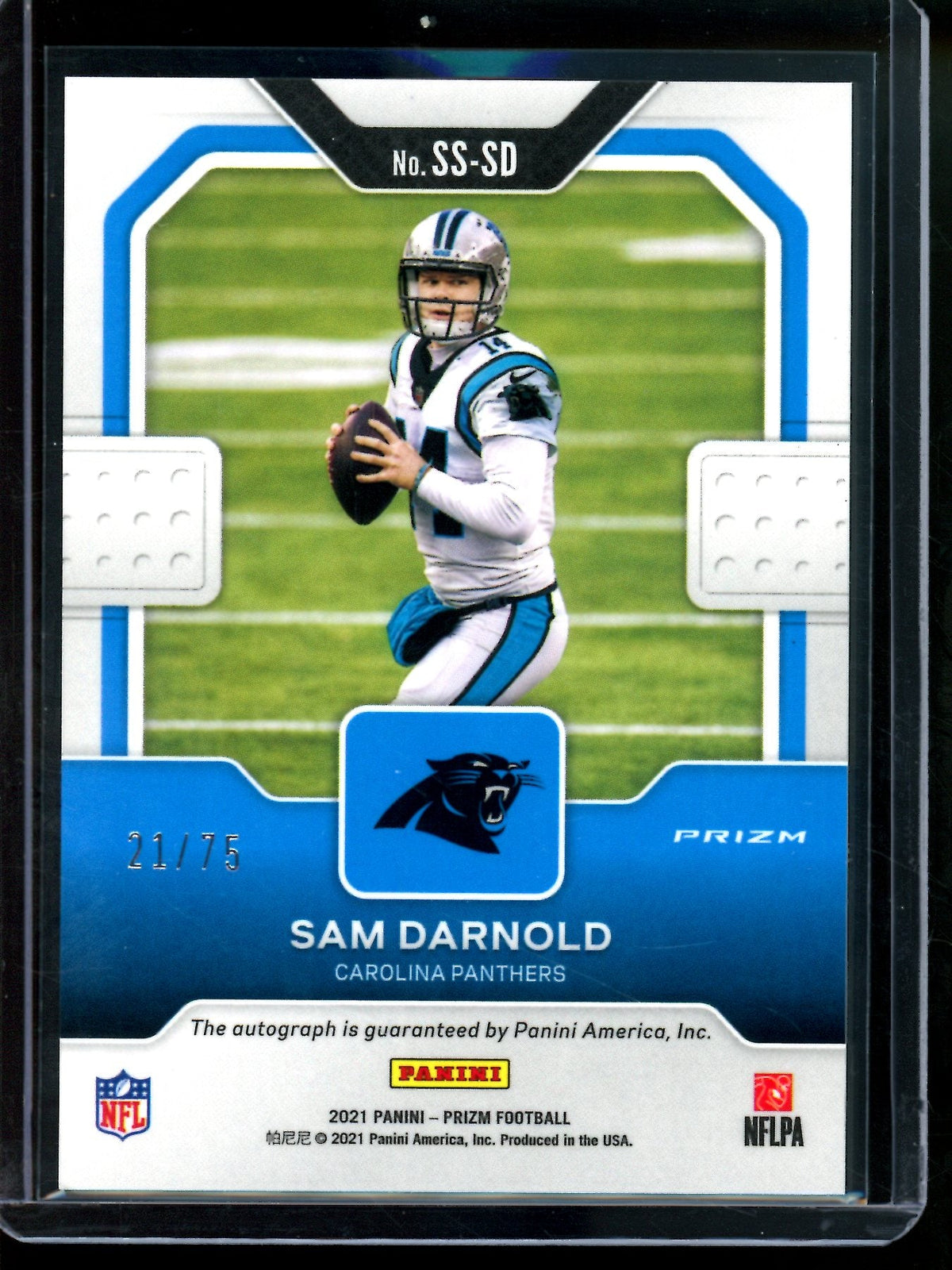 2021 Panini Prizm Sam Darnold Sensational Signatures Green Scope /75 Panthers