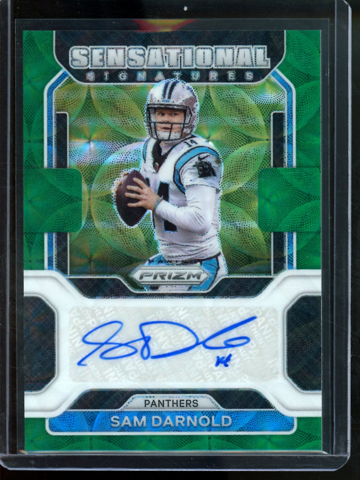 2021 Panini Prizm Sam Darnold Sensational Signatures Green Scope /75 Panthers
