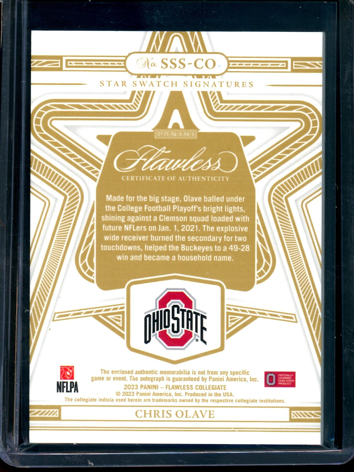 2023 Panini Flawless Chris Olave Starswatch Signatures /25 Buckeyes