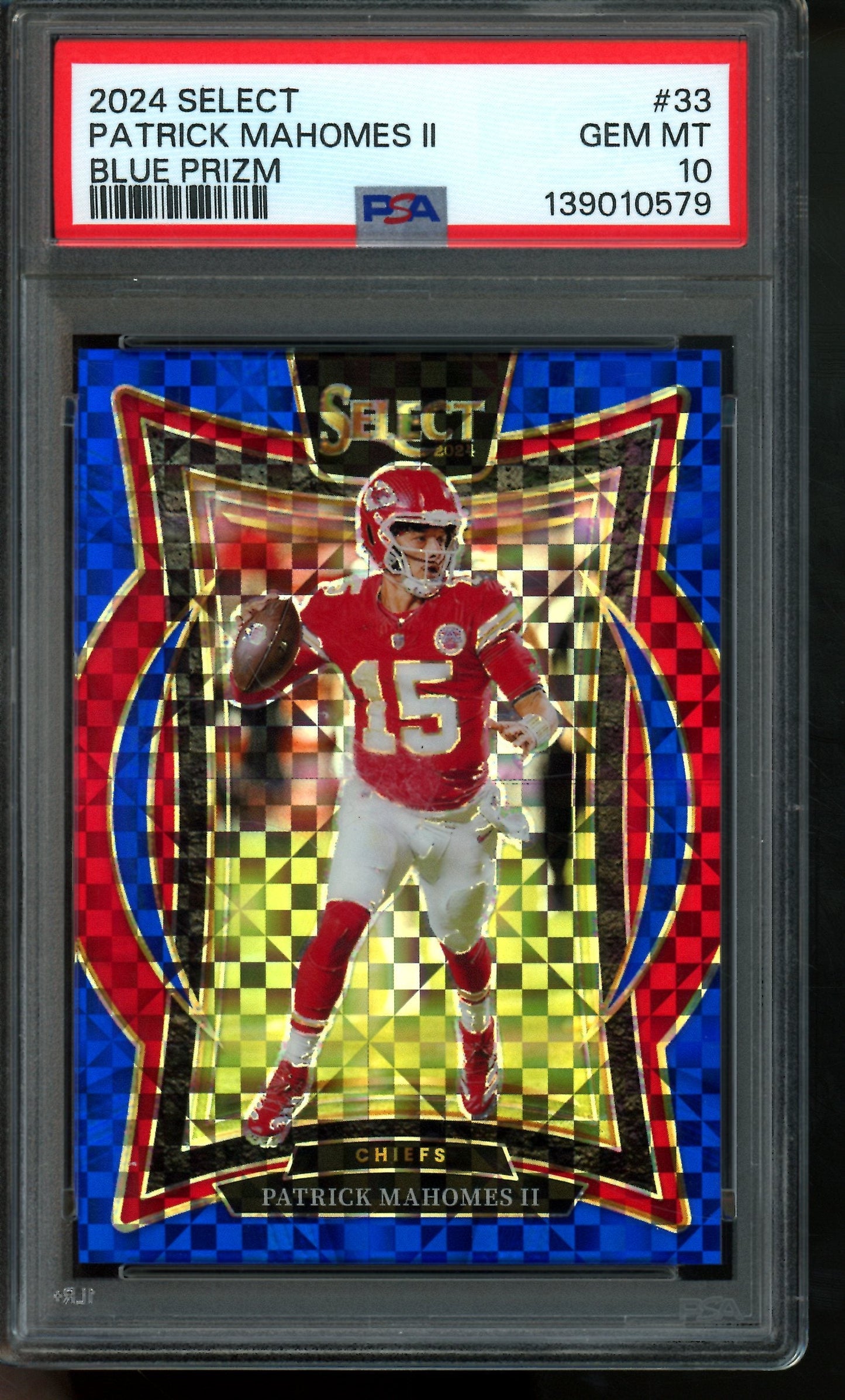 2024 Panini Select Patrick Mahomes Blue Prizm Concourse /249 PSA 10 Chiefs