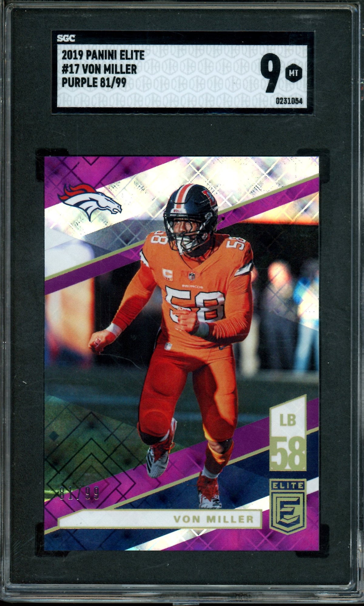2019 Panini Elite Von Miller Purple /99 SGC 9 Broncos