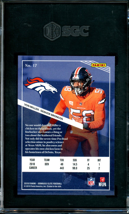 2019 Panini Elite Von Miller Purple /99 SGC 9 Broncos