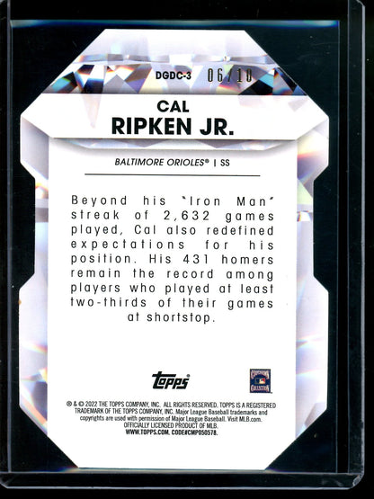 2022 Topps Flagship Cal Ripken Jr. Diamond Greats Red Foil /10 Orioles