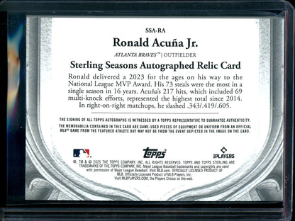 2025 Topps Sterling Ronald Acuna Jr. Quad Relic Autograph /5 Braves