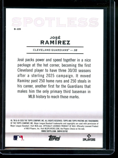 2026 Topps Pristine Jose Ramirez Spotless /75 Guardians