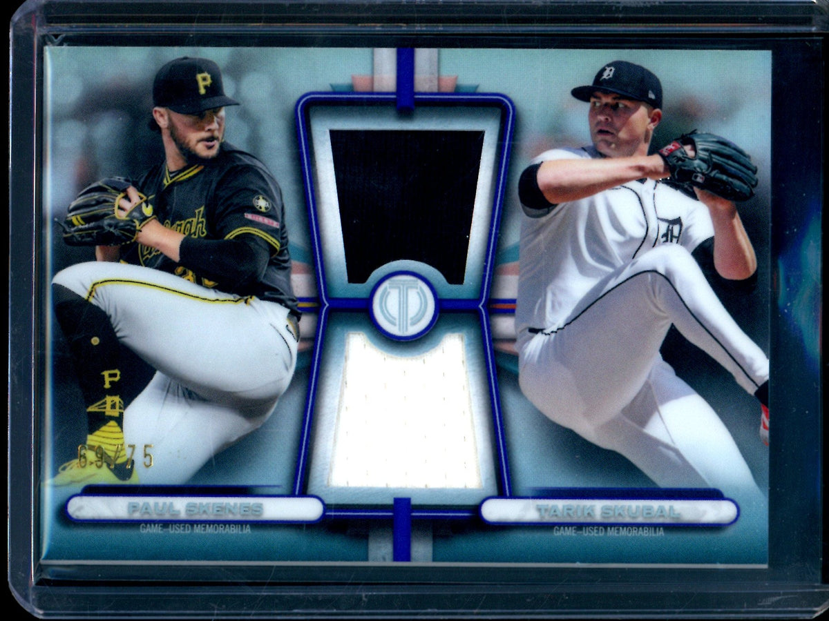 2026 Topps Tribute Paul Skenes / Tarik Skubal Tribue Dual Relic Purple /75