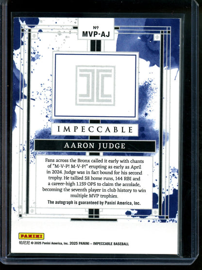 2025 Panini Impeccable Aaron Judge 24' MVP Autograph /24 Yankees
