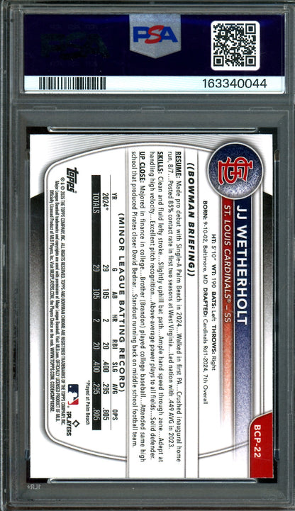 2025 Bowman Chrome JJ Wetherholt 1st Mojo PSA 9 Cardinals