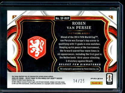 2025 Panini Select Robin Van Persie Select Few Signatures Orange /25 Netherlands - Trading Card Market