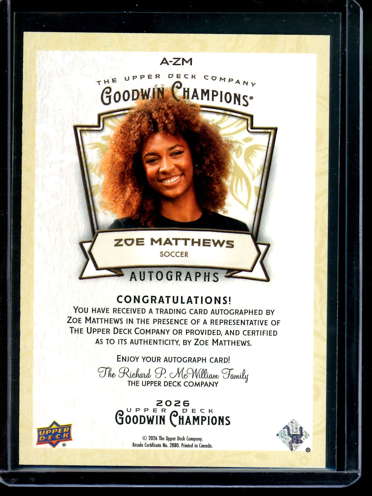 2026 Upper Deck Goodwin Champions Zoe Matthews Inscription Autograph /75 - Trading Card Market