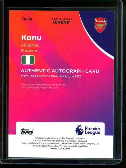 2026 Topps Chrome Kanu Green Wave Refractor Autograph /99 Arsenal - Trading Card Market