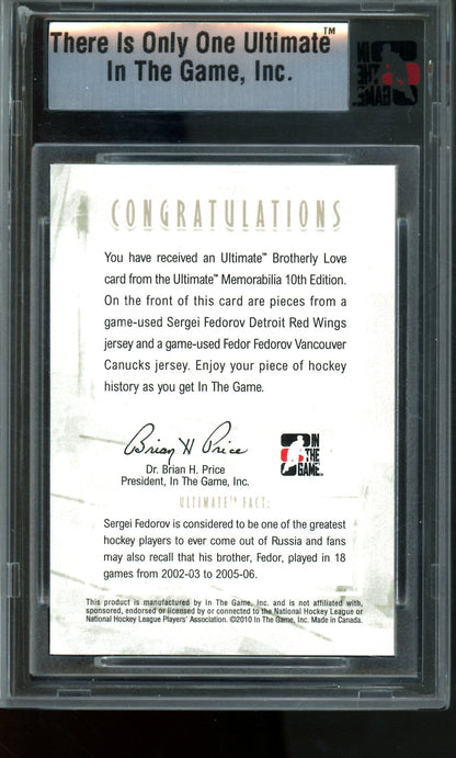2010 In the Game Sergei Fedorov / Fedor Fedorov Brotherly Love Encased Relics 1/1 Redwings - Trading Card Market