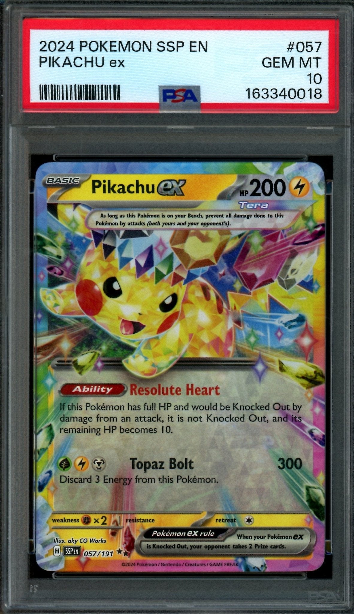 2024 Pokemon Surging Sparks Pikachu EX 057/191 PSA 10 - Trading Card Market