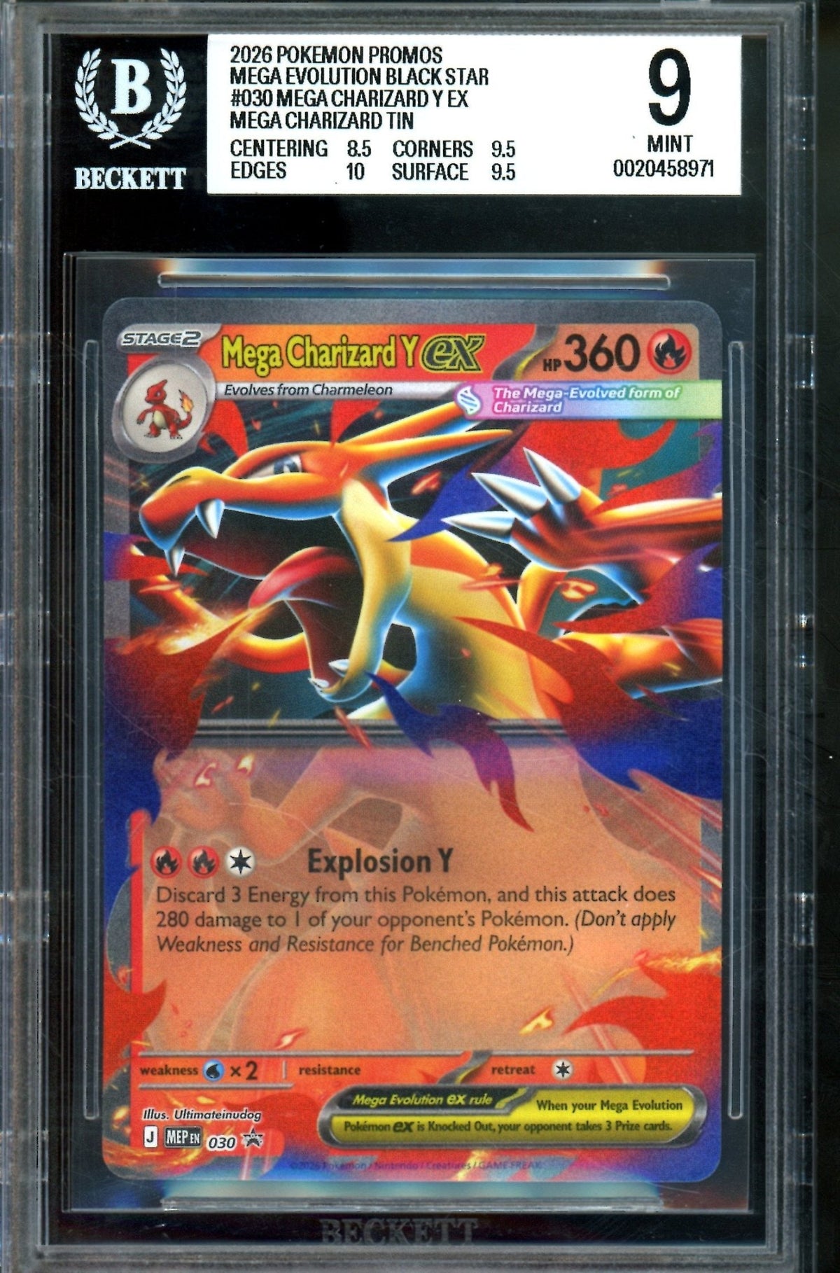 2026 Pokemon Mega Charizard Tin Mega Charizard Y EX 030 Promo BGS 9 - Trading Card Market
