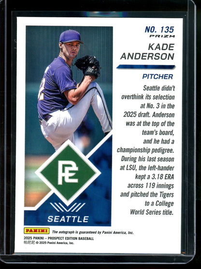 2025 Panini Prospect Edition Kade Anderson Holo Autograph Mariners - Trading Card Market