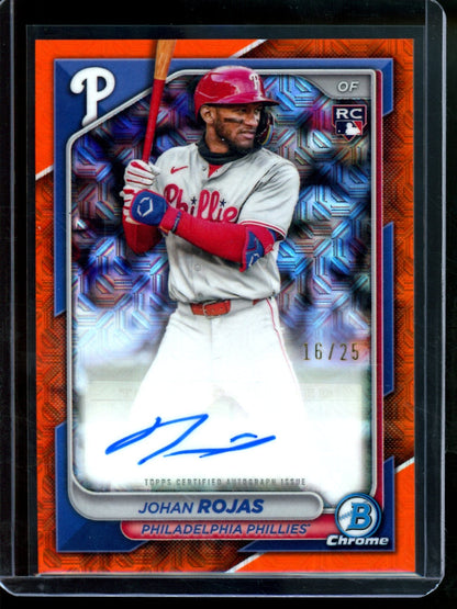 2024 Bowman Chrome Johan Rojas Orange Mojo Rookie Autograph /25 Phillies - Trading Card Market