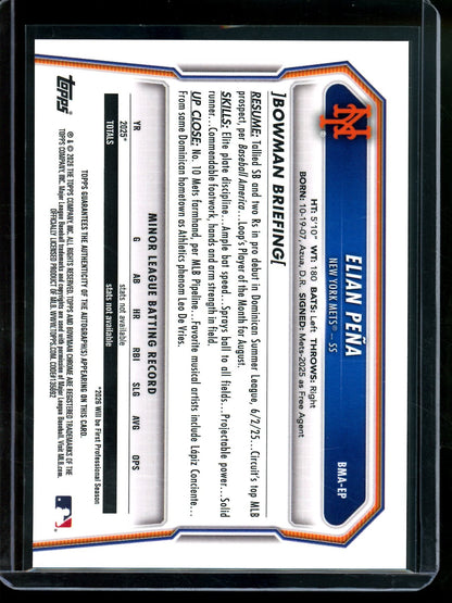 2026 Bowman Chrome Elian Pena Mojo Autograph Mets - Trading Card Market