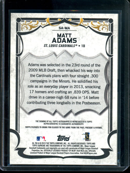 2015 Topps Supreme Matt Adams Autograph Cardinals - Trading Card Market