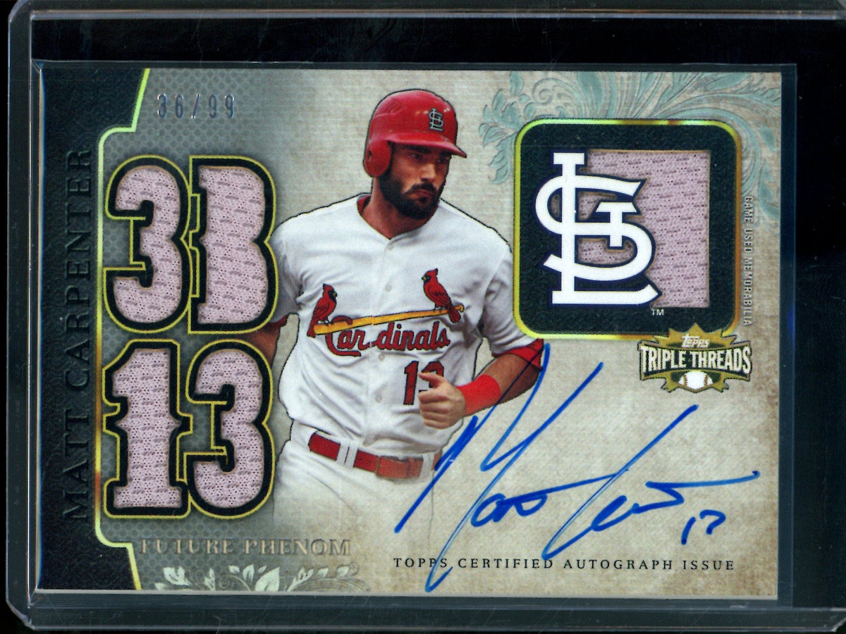 2014 Topps Triple Threads Matt Carpenter Patch Autograph /99 Cardinals - Trading Card Market