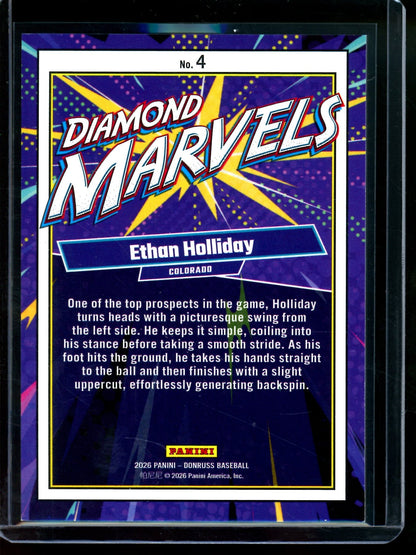 2026 Panini Donruss Ethan Holliday Diamond Marvels /25 Rockies - Trading Card Market
