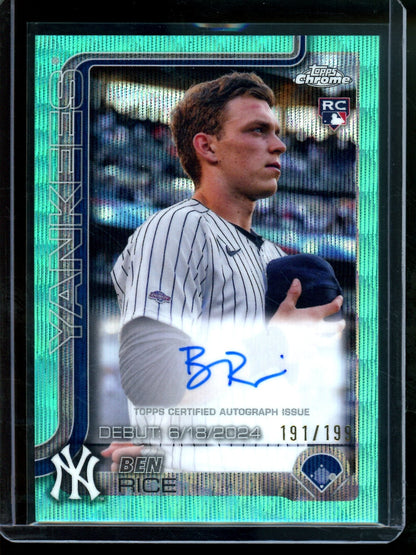 2025 Topps Chrome Ben Rice Aqua Wave Rookie Autograph /199 Yankees - Trading Card Market