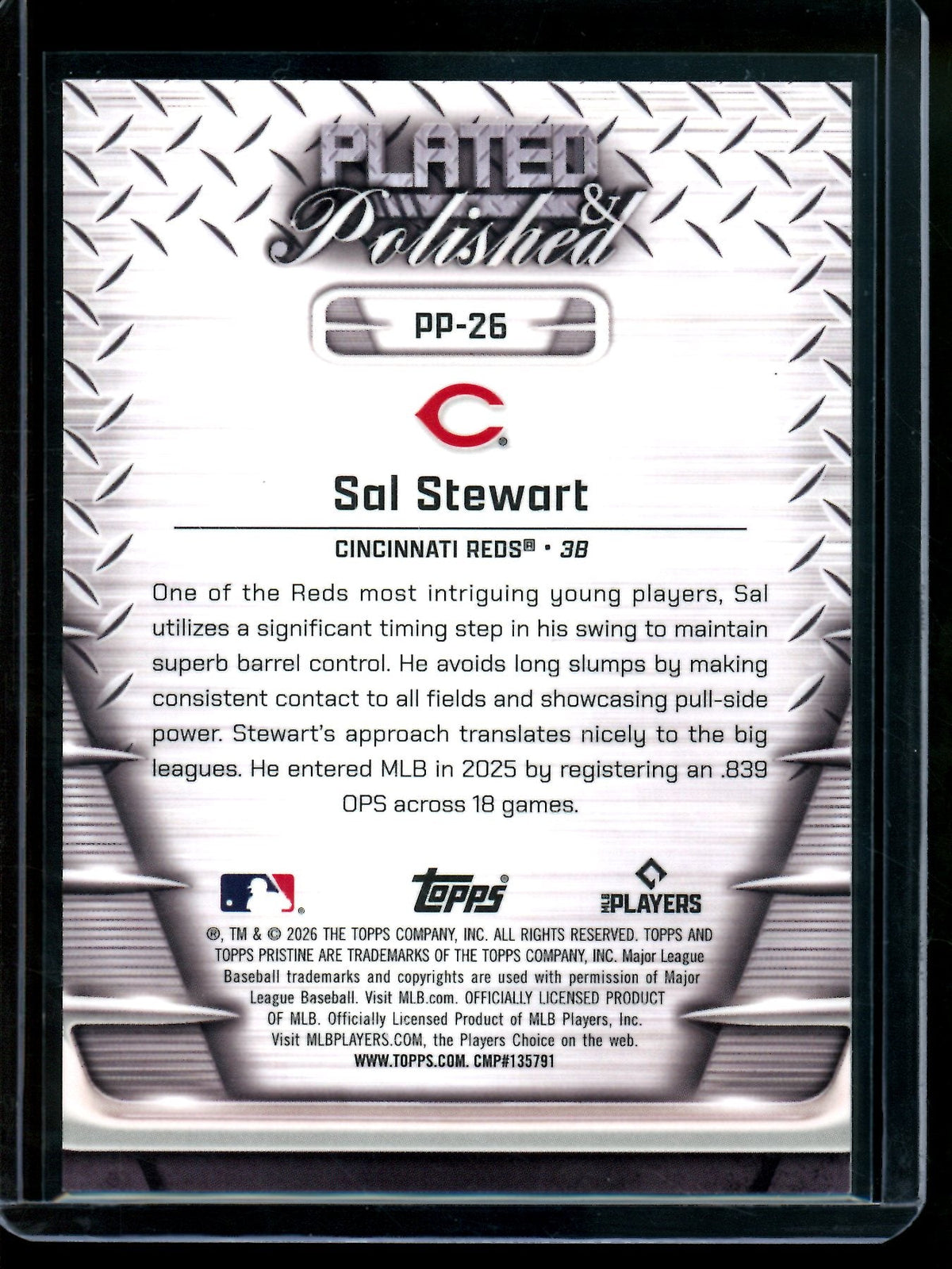 2026 Topps Pristine Sal Stewart Plated and Polished Orange Rookie Refractor /25 Reds - Trading Card Market