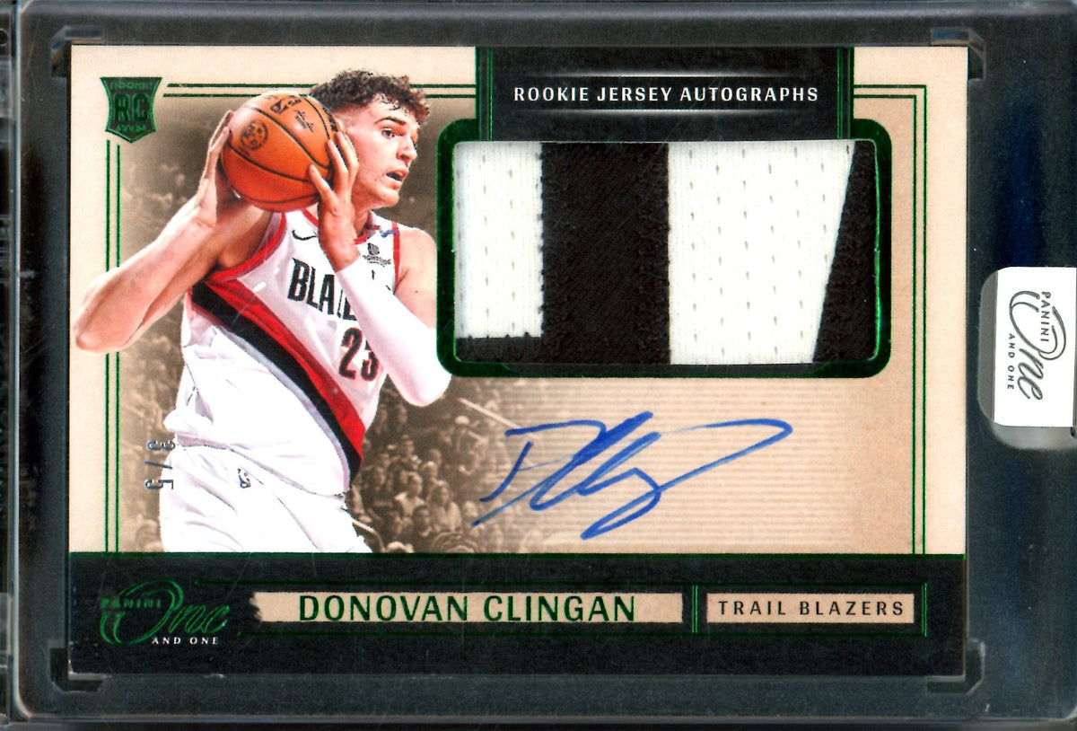 2024 Panini One and One Donovan Clingan Rookie Jersey Autographs Encased /5 Trailblazers - Trading Card Market