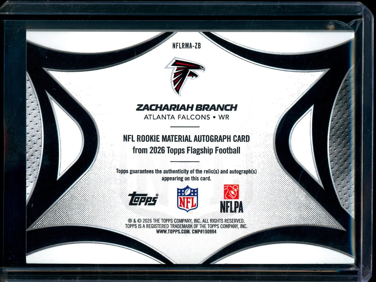 2026 Topps Flagship Zachariah Branch Rookie Patch Autograph /50 Falcons - Trading Card Market