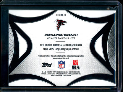 2026 Topps Flagship Zachariah Branch Rookie Patch Autograph /50 Falcons - Trading Card Market
