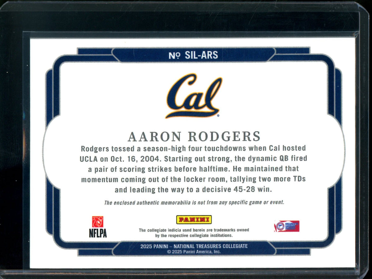 2025 Panini National Treasures Collegiate Aaron Rodgers Jumbo Relic /99 Cal - Trading Card Market