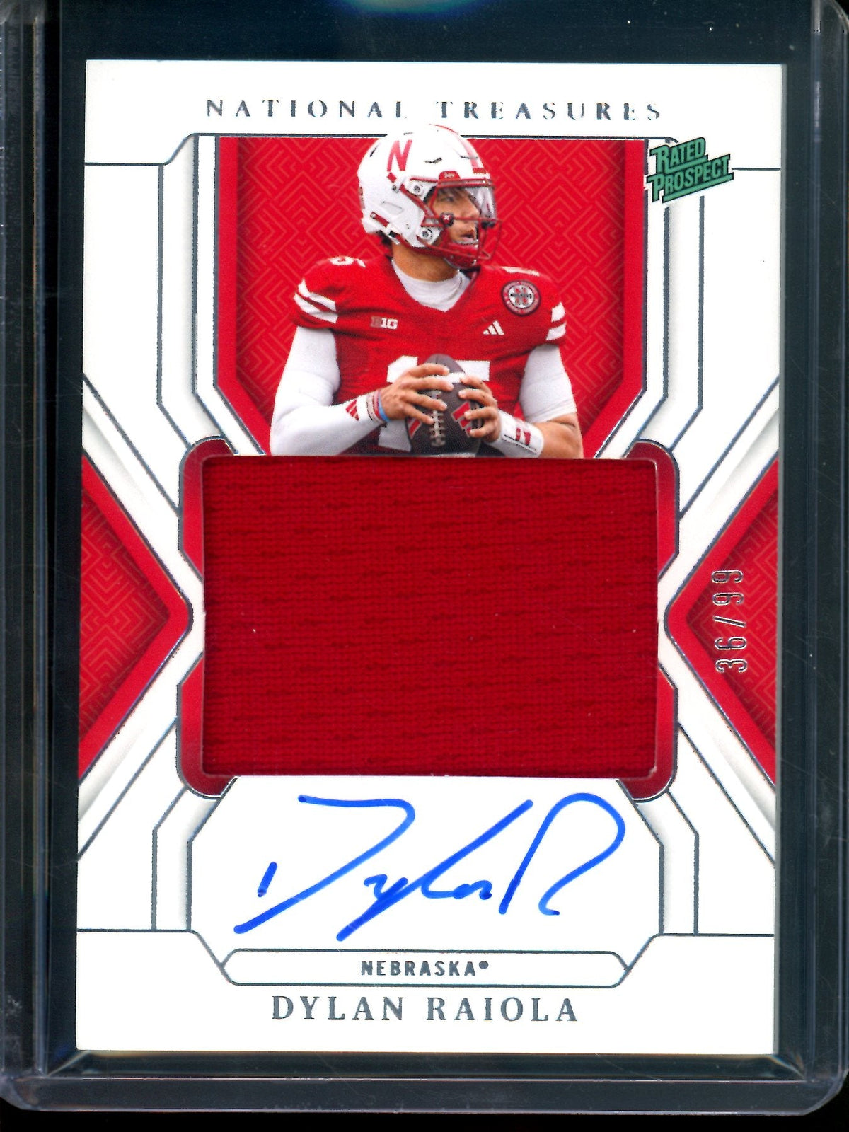 2025 Panini National Treasures Collegiate Dylan Raiola Rated Prospect Patch Autograph /99 Nebraska - Trading Card Market