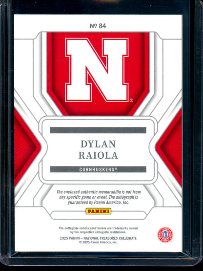 2025 Panini National Treasures Collegiate Dylan Raiola Rated Prospect Patch Autograph /99 Nebraska - Trading Card Market