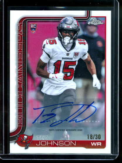 2025 Topps Chrome Tez Johnson White Refractor Rookie Autograph /30 Buccaneers - Trading Card Market