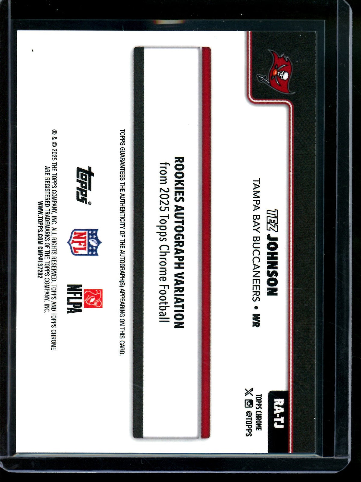 2025 Topps Chrome Tez Johnson White Refractor Rookie Autograph /30 Buccaneers - Trading Card Market