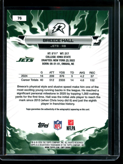 2026 Topps Resurgence Breece Hall Shimmer Autograph Jets - Trading Card Market
