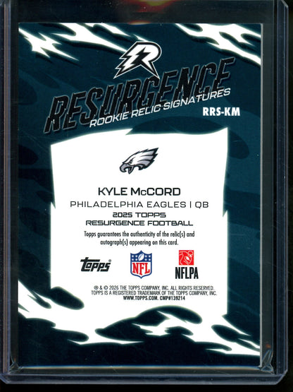 2026 Topps Resurgence Kyle McCord Purple Rookie Patch Autograph /75 Eagles - Trading Card Market