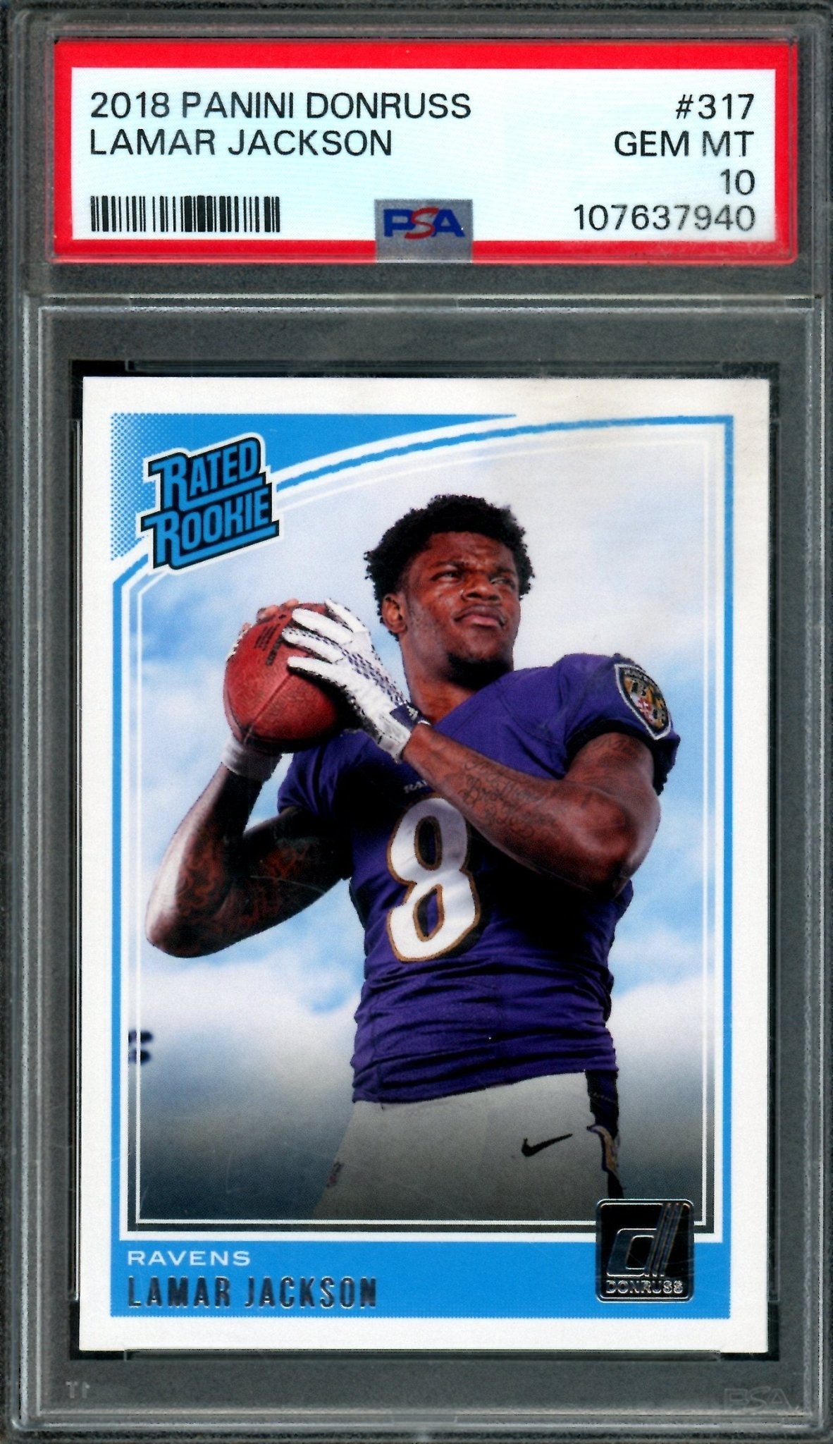 2018 Panini Donruss Lamar Jackson Rated Rookie PSA 10 Ravens - Trading Card Market