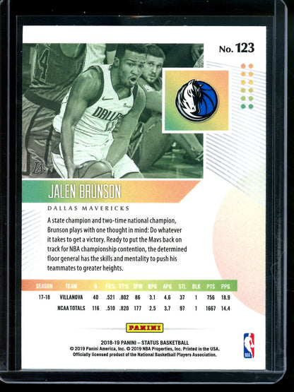2018 Panini Status Jalen Brunson Rookie Card Mavericks / Knicks - Trading Card Market