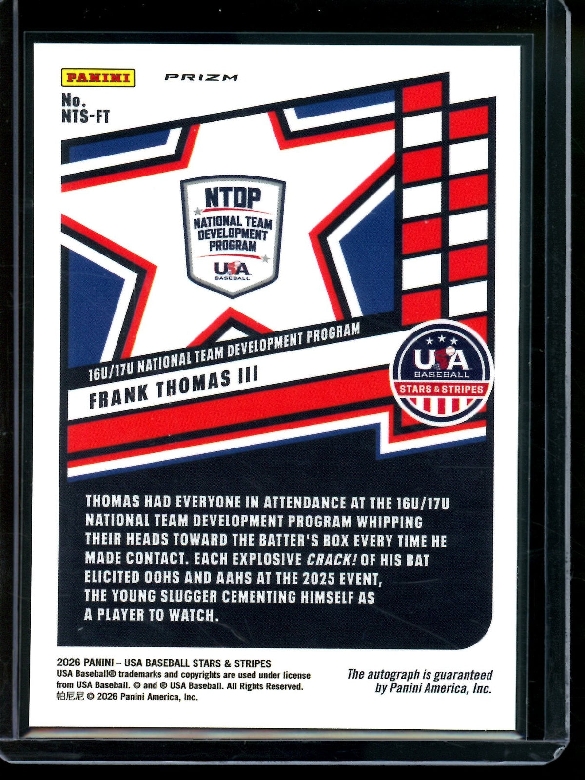 2026 Panini Stars and Stripes Frank Thomas III Green Autograph NTS-FT - Trading Card Market