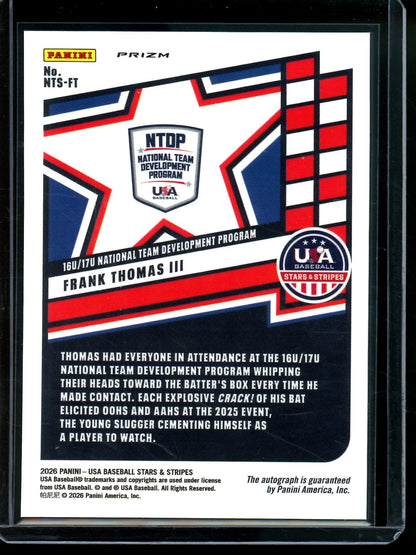 2026 Panini Stars and Stripes Frank Thomas III Green Autograph NTS-FT - Trading Card Market