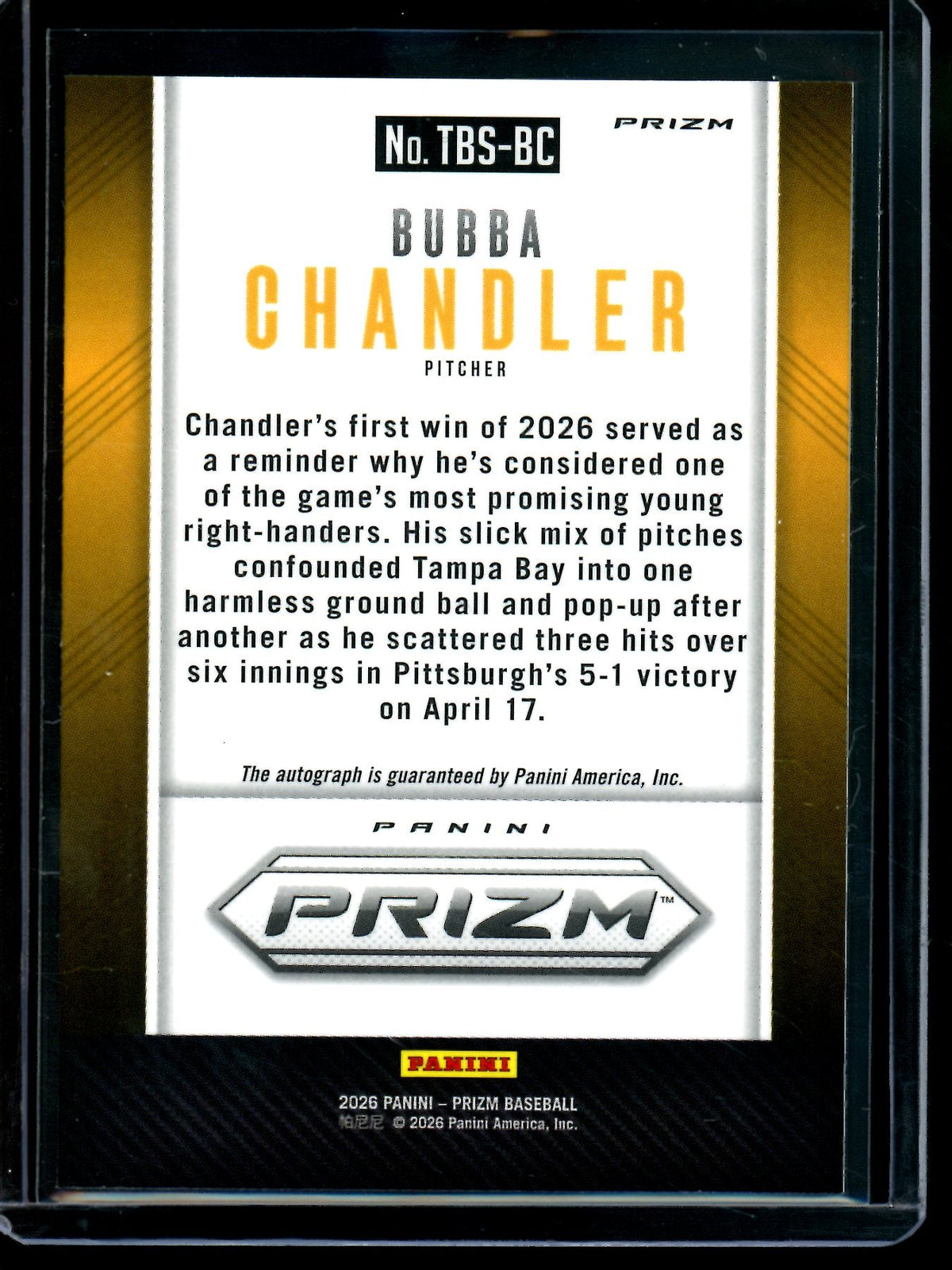 2026 Panini Prizm Bubba Chandler Rookie Autograph Silver Pirates - Trading Card Market