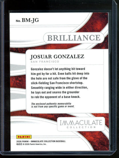2026 Panini Immaculate Josuar Gonzalez Brilliance Relic /99 Giants - Trading Card Market