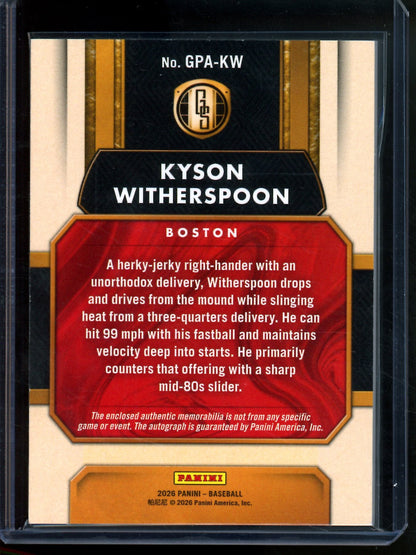 2026 Panini Gold Standard Kyson Witherspoon Patch Autograph /25 Red Sox - Trading Card Market