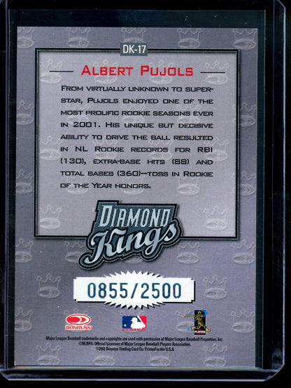 2002 Panini Donruss Albert Pujols Diamond Kings /2500 Cardinals - Trading Card Market