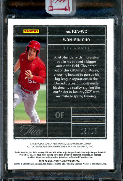 2022 Panini Three and Two Won-Bin Cho Patch Autograph /15 Cardinals - Trading Card Market